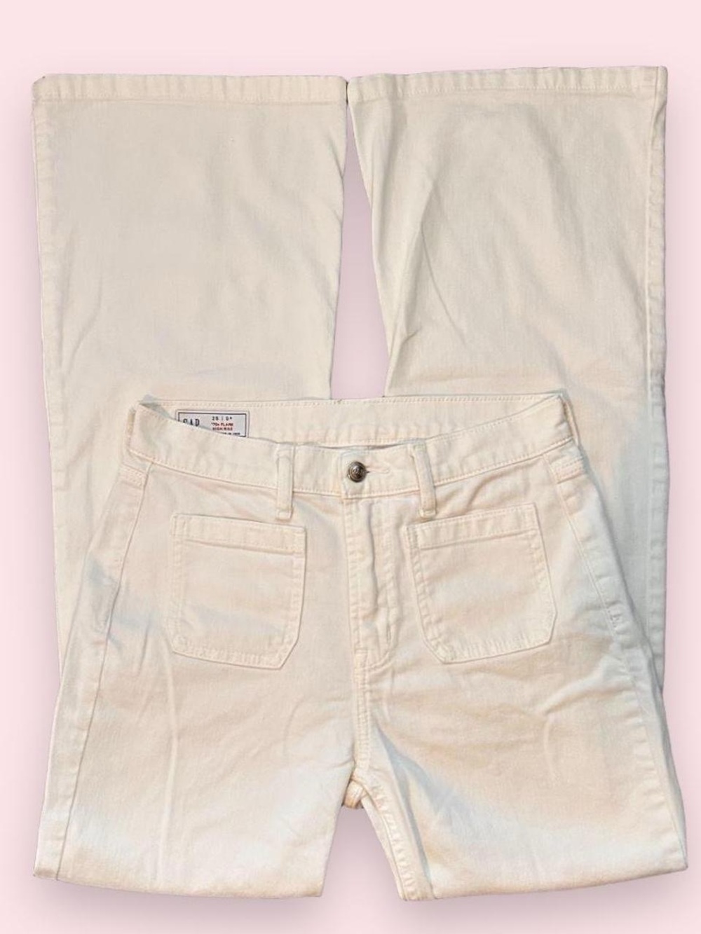 GAP White High Rise 70s Flare Jeans